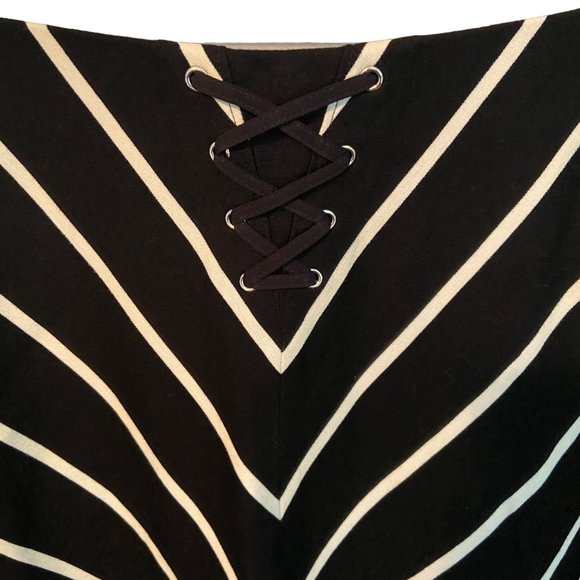 White House and Black Market Lined Midi Skirt 6 Chevron Striped A-Line Lace-up - Picture 5 of 7